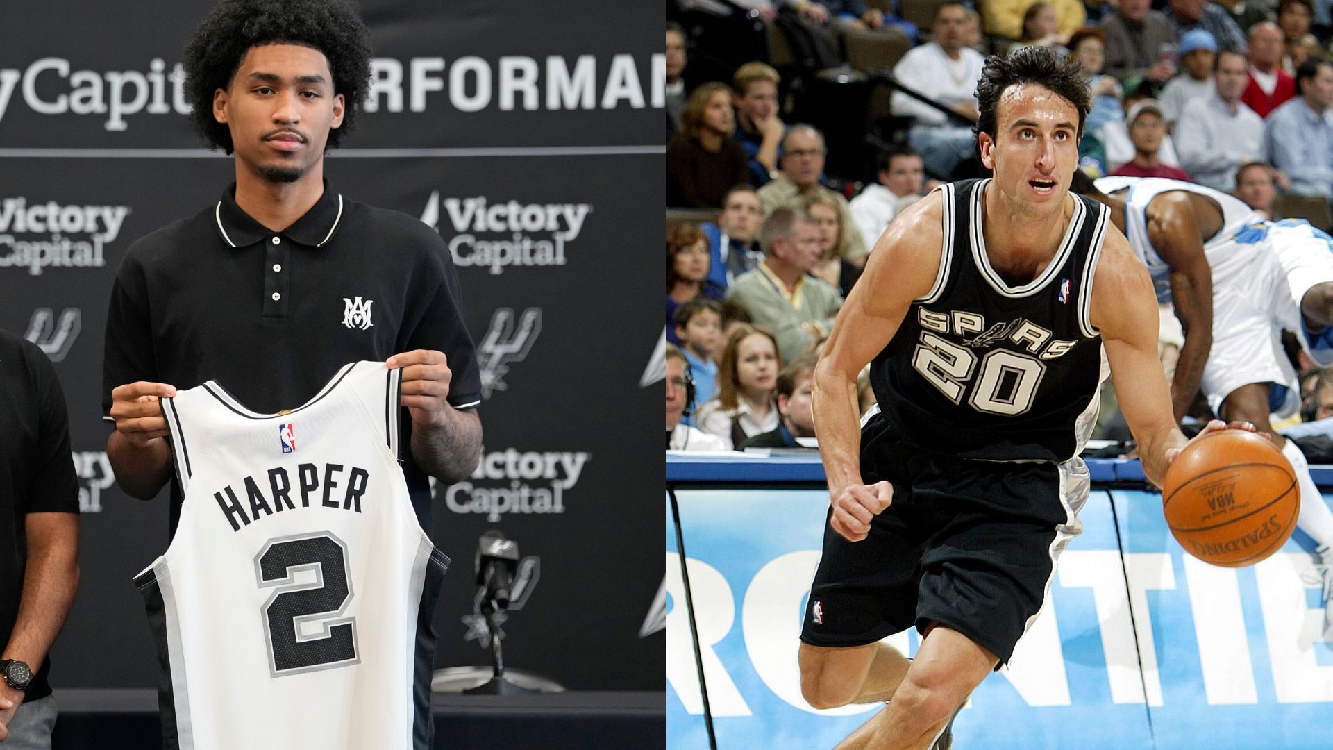 Dylan Harper (L) and Manu Ginobili (R)