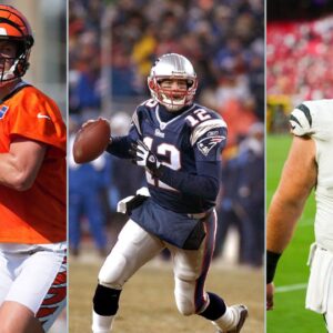 Joe Burrow, Tom Brady and Ted Karras