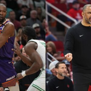 Kevin Durant (L), Ime Udoka (R)