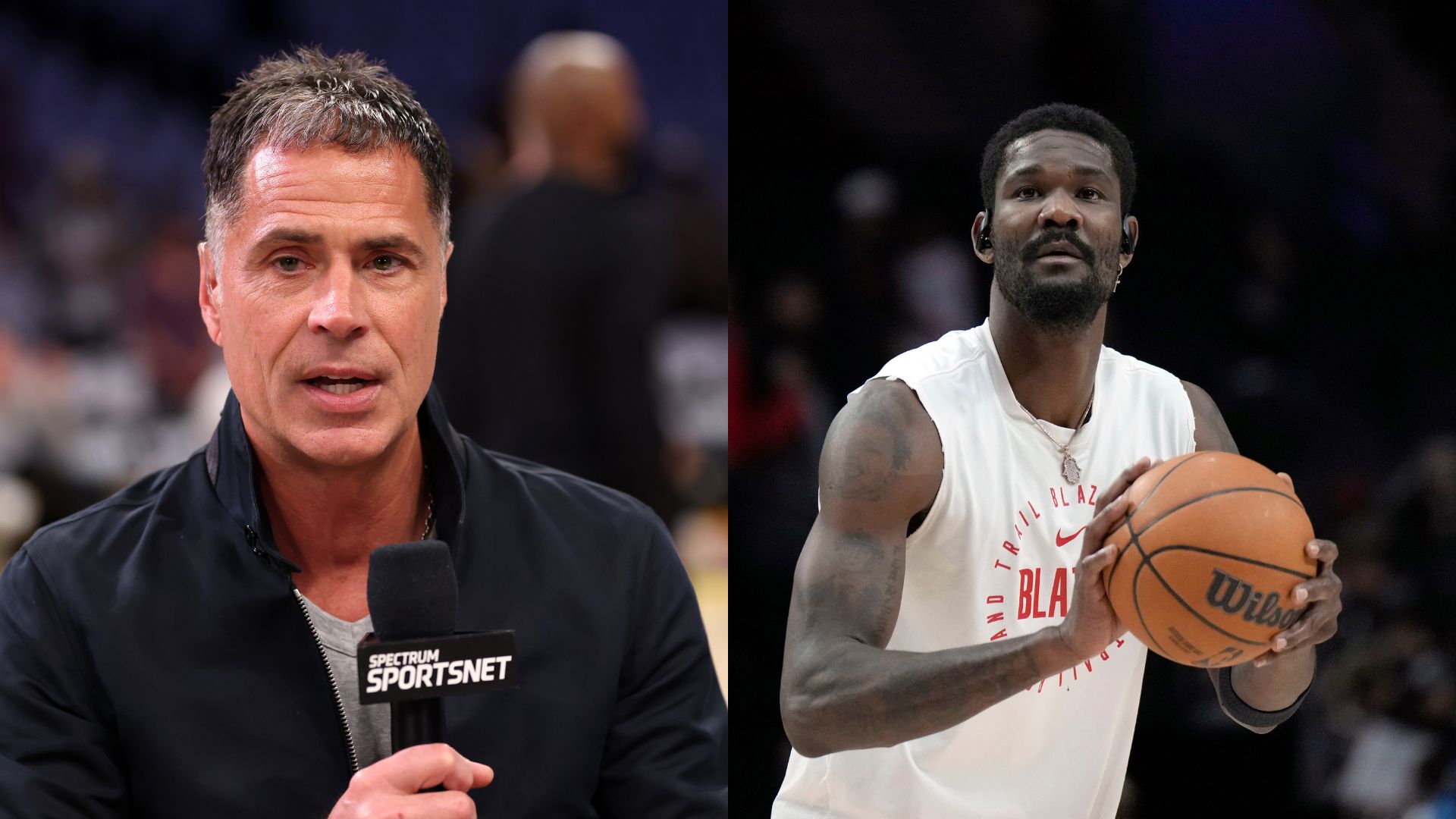 Rob Pelinka (L) and Deandre Ayton (R)