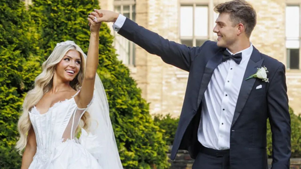 Nicolette Dellanno and Zach Wilson on their wedding day.