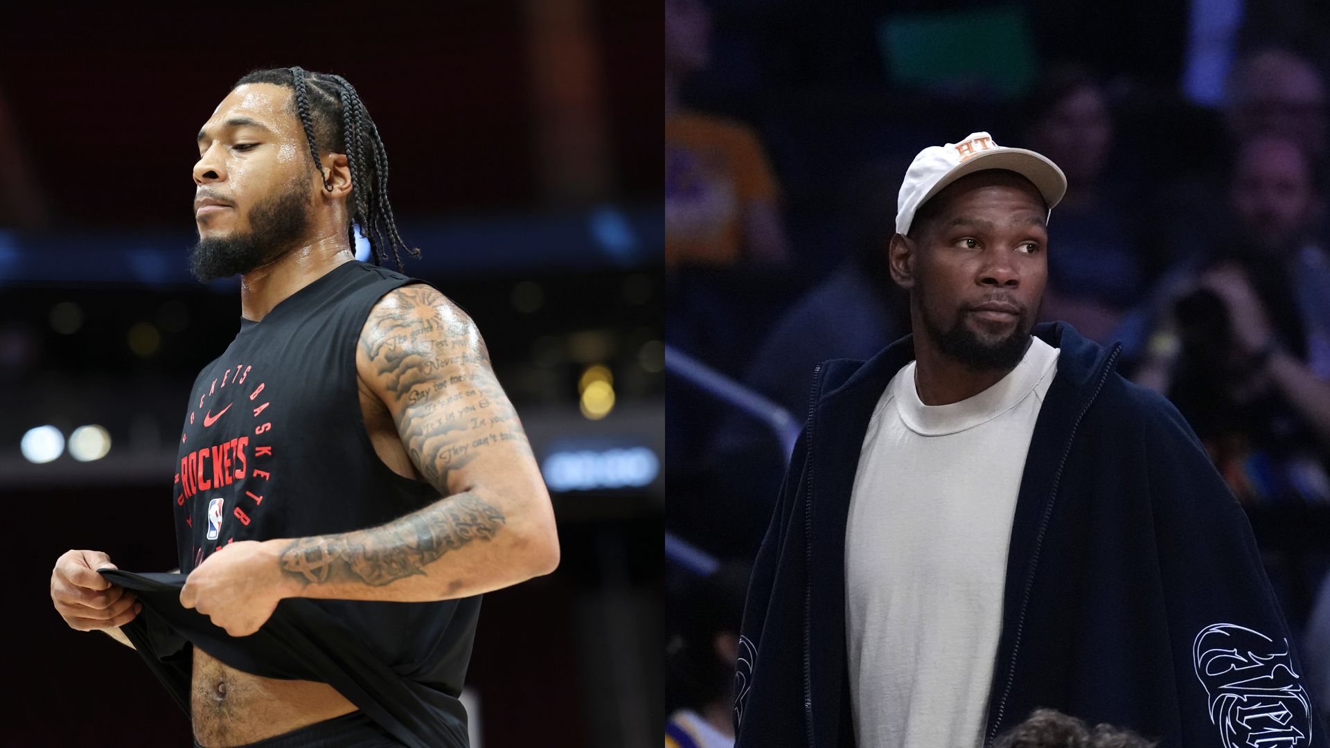 Cam Whitmore (L) and Kevin Durant (R)