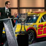 NASCAR Cup Series champion Joey Logano speaks during the NASCAR Awards Show at Music City Center in Nashville, Tenn., Thursday, Dec. 1, 2022.