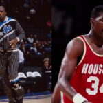 Shaquille O'Neal (L), Hakeem Olajuwon (R)