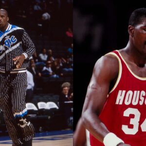 Shaquille O'Neal (L), Hakeem Olajuwon (R)