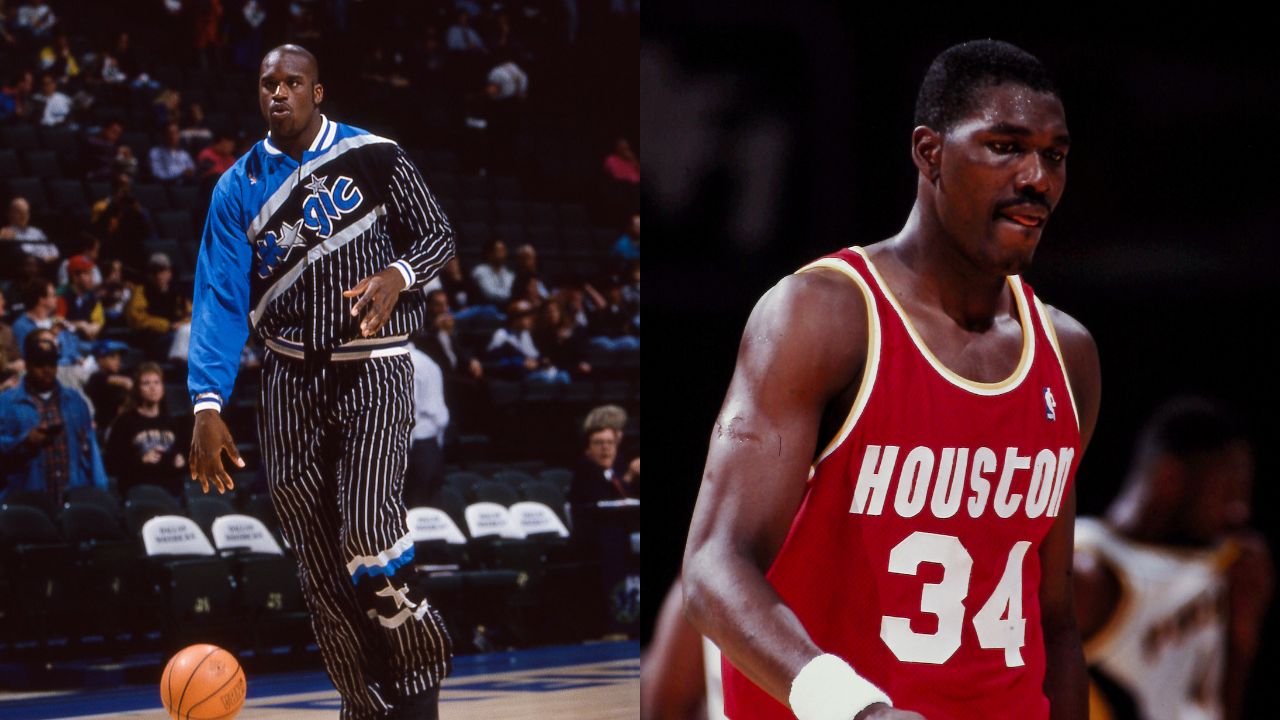 Shaquille O'Neal (L), Hakeem Olajuwon (R)