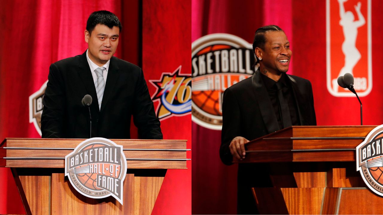 Yao Ming (L) and Allen Iverson (R), Hall of Fame induction