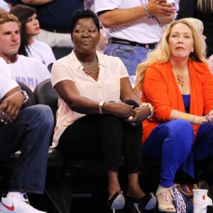 Wanda Pratt, the mother of Oklahoma City Thunder small forward Kevin Durant (not pictured), watches the game against the San Antonio Spurs during game six of the Western Conference finals of the 2012 NBA playoffs at Chesapeake Energy Arena. Oklahoma City won 107-99.