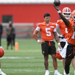 Joe Flacco, Dillon Gabriel, Kenny Pickett, and Shedeur Sanders