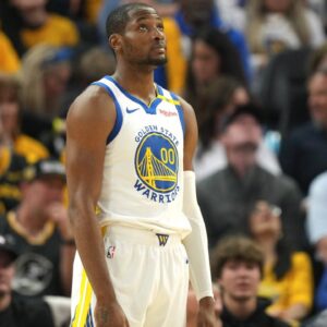 Golden State Warriors forward Jonathan Kuminga (00) during the second quarter of game three of first round for the 2024 NBA Playoffs against the Houston Rockets at Chase Center.