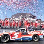 NASCAR Cup Series driver Kyle Larson (5) celebrates with his team after winning the Toyota / Save Mart 350 at Sonoma Raceway.