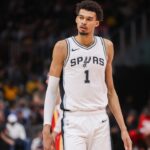 San Antonio Spurs center Victor Wembanyama (1) in action against the Atlanta Hawks in the fourth quarter at State Farm Arena.