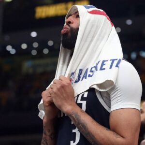 Dallas Mavericks forward Anthony Davis (3) reacts during a time out in the fourth quarter against the Memphis Grizzlies at FedExForum.