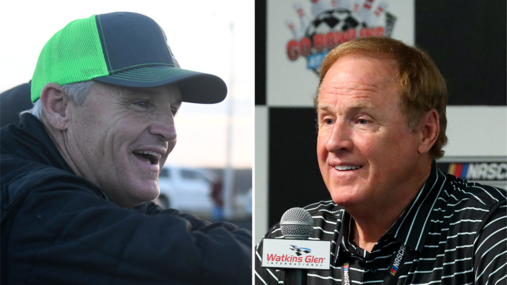 (L-R) Former NASCAR Cup Series drivers Kenny & Rusty Wallace. Credits: © Annie Rice/Caller-Times via Imagn Content Services, LLC, © Matthew OHaren-Imagn Images