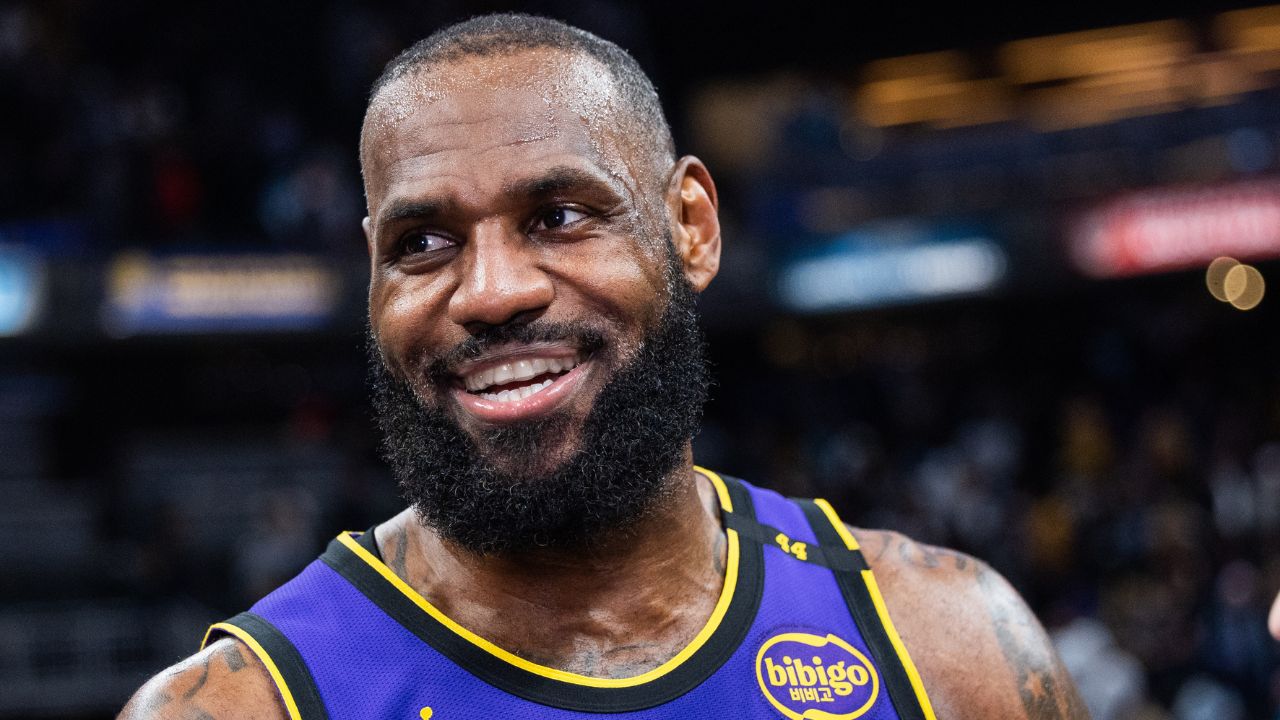 Los Angeles Lakers forward LeBron James (23) after the game against the Indiana Pacers at Gainbridge Fieldhouse.