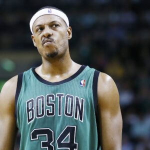23 November 2012: Boston Celtics small forward Paul Pierce (34) looks dejected during the Boston Celtics 108-100 victory over the Oklahoma City Thunder at the TD Garden, Boston, Massachusetts, USA