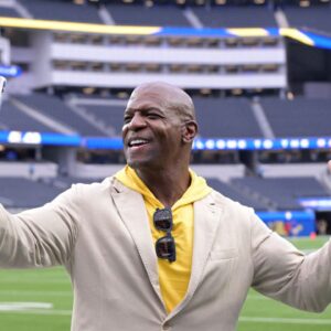 Actor and former Los Angeles Rams player Terry Crews takes in the field prior to the game against the San Francisco 49ers at SoFi Stadium.