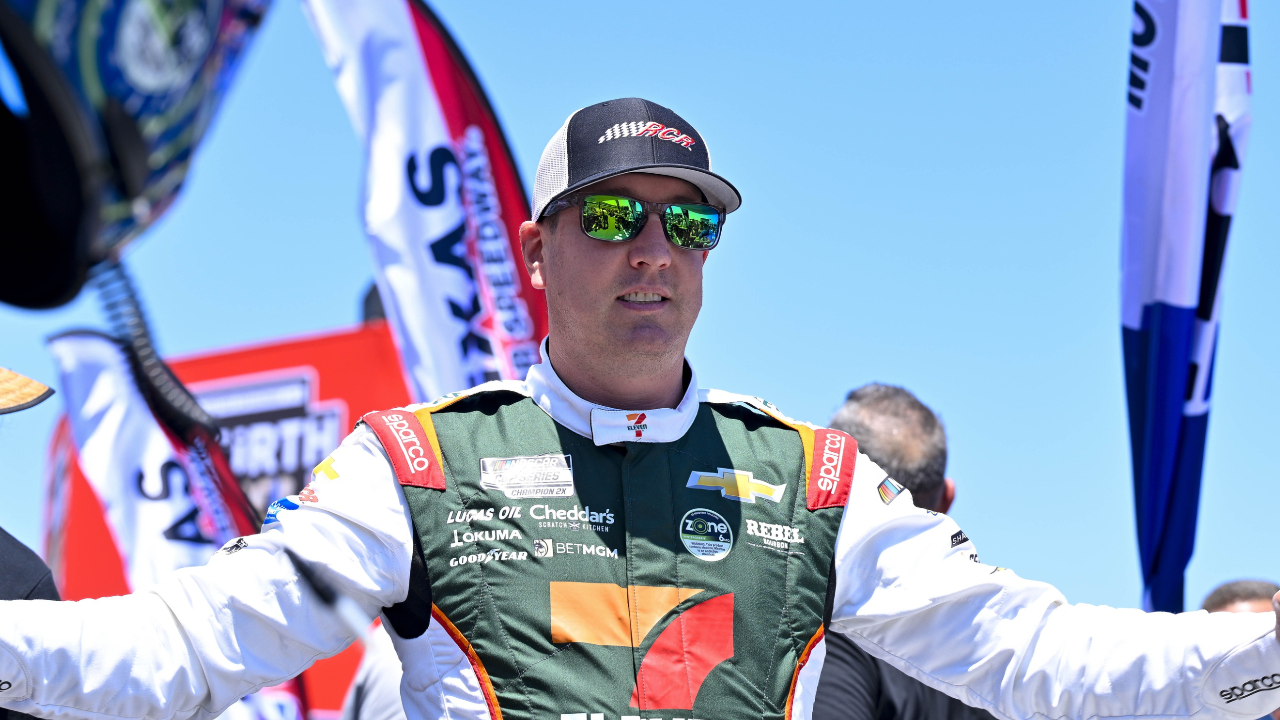 NASCAR Cup Series driver Kyle Busch (8) is introduced before the start of the Wurth 400 race at Texas Motor Speedway.
