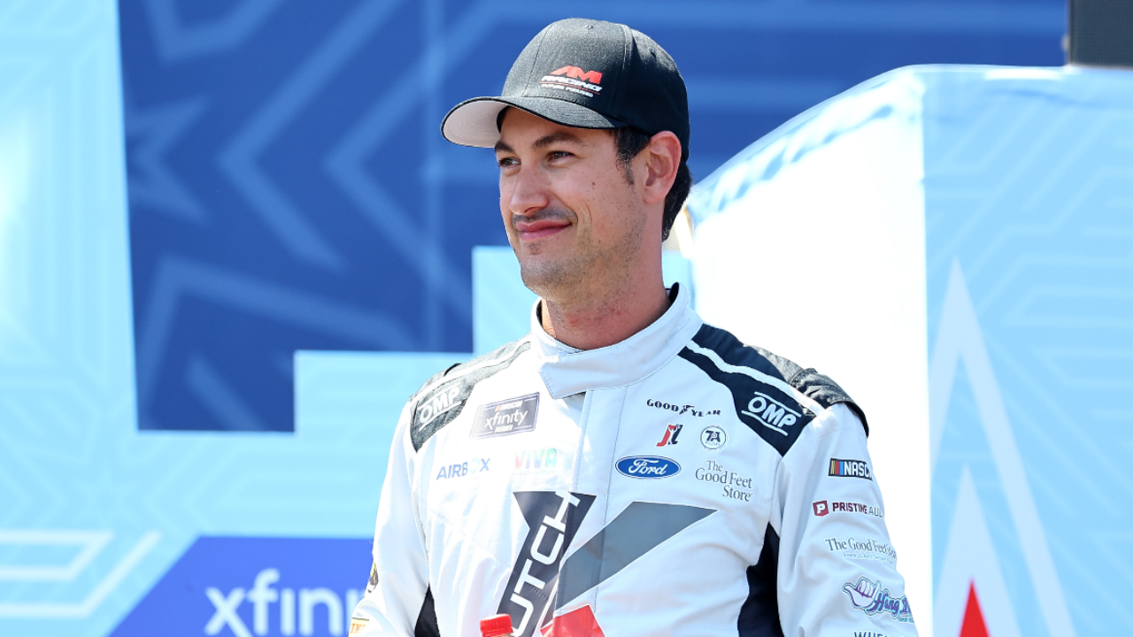 Jul 6, 2024; Chicago, Illinois, USA; Xfinity Series driver Joey Logano (15) before the start of The Loop 121 at the Chicago Street Race. Mandatory Credit: Mike Dinovo-Imagn Images