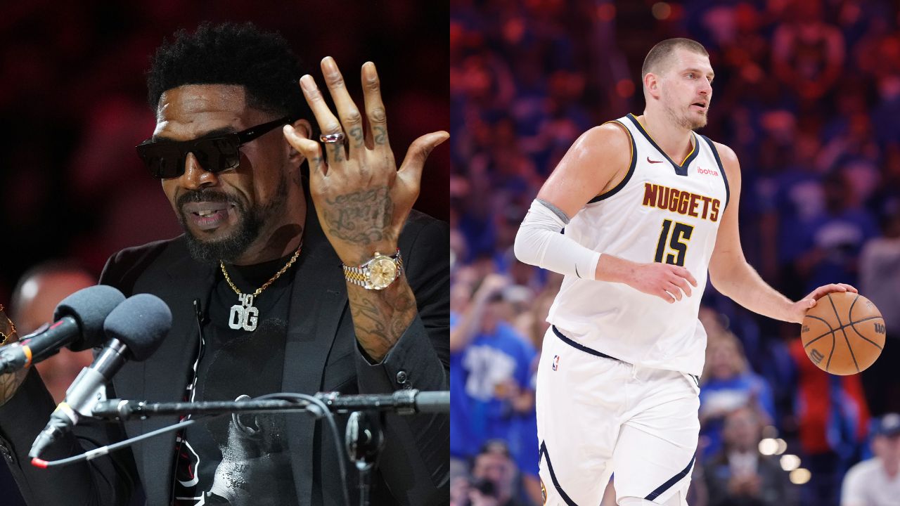 Udonis Haslem (L), Nikola Jokic (R)