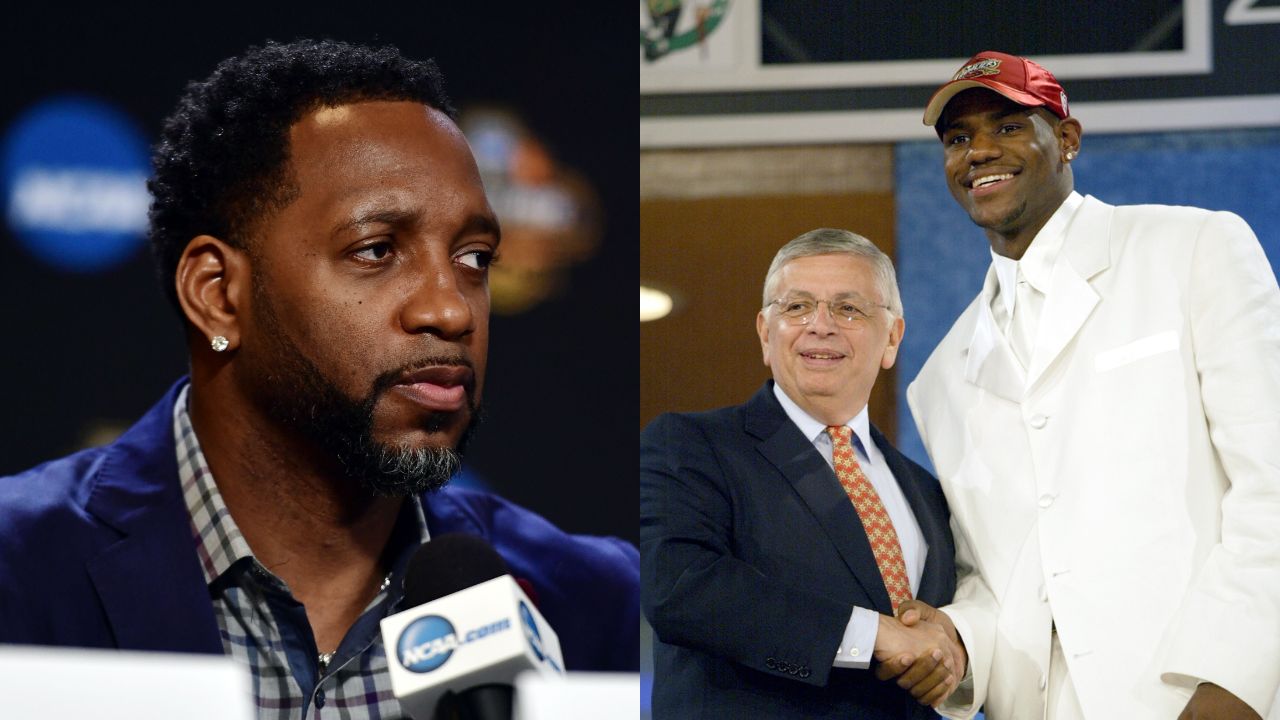 Tracy McGrady, David Stern and LeBron James