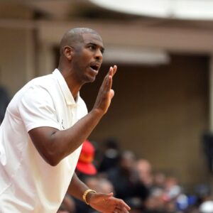 NBA star Chris Paul helps coach Team CP3 during the Team Why Not and Team CP3 game at the Nike EYBL Peach Jam at Riverview Park Activity Center. Team Why Not won 66-63.