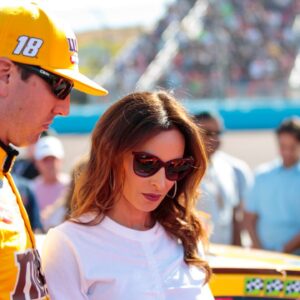 NASCAR Cup Series driver Kyle Busch (left) and wife Samantha Busch during the Bluegreen Vacations 500 at ISM Raceway.