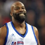 Baron Davis (85) of Team Bonds during the celebrity game ahead of the 2025 NBA All Star Game at Oakland Arena.
