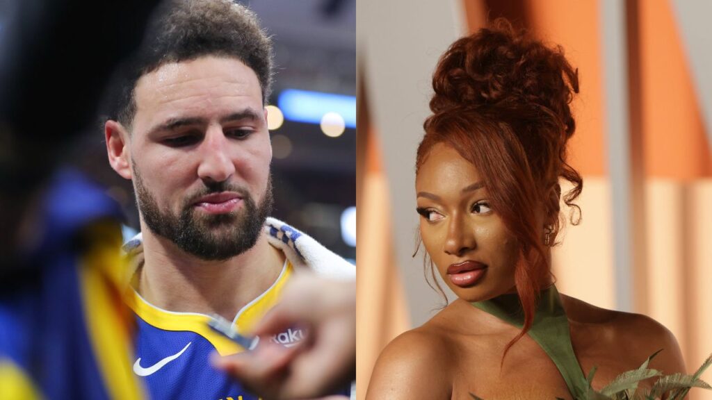 Klay Thompson (L), Megan Thee Stallion (R)