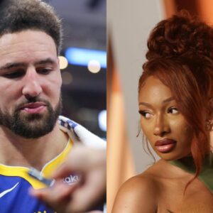 Klay Thompson (L), Megan Thee Stallion (R)