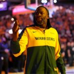 Golden State Warriors forward Draymond Green (23) blows a kiss towards the crowd before the start of the game against the Minnesota Timberwolves during game four of the second round for the 2025 NBA Playoffs at Chase Center.