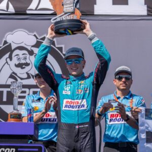 NASCAR Xfinity Series driver Connor Zilisch (88) celebrates after winning the NASCAR Xfinity Series at Sonoma Raceway.