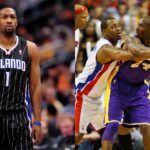 Gilbert Arenas (L) and Tracy McGrady with Kobe Bryant (R)