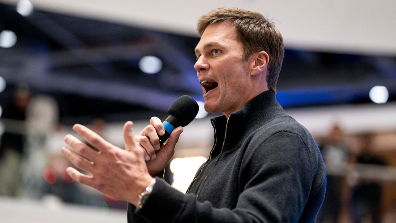 Tom Brady appears at American Dream for the grand opening of Card Vault by Tom Brady, a sports card and memorabilia retailer, East Rutherford, Friday, Apr. 11, 2025.
