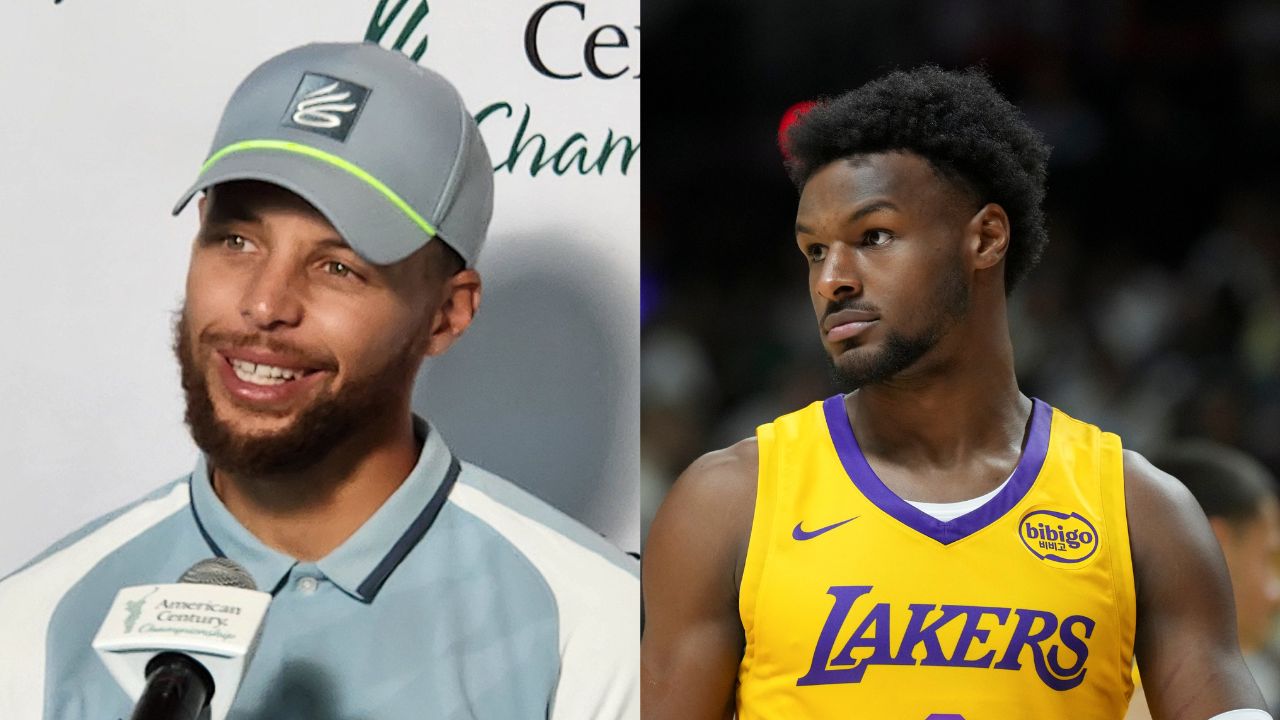 Steph Curry (L), Bronny James (R)
