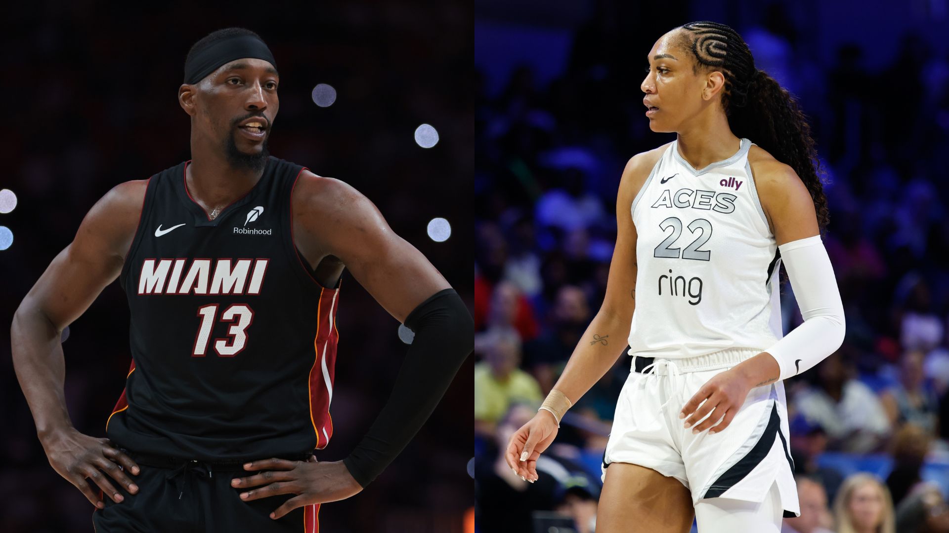 Bam Adebayo (L) and A'Ja Wilson (R)