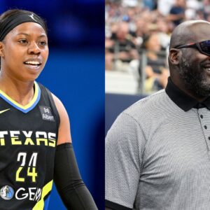 Arike Ogunbowale (L) and Shaquille O'Neal (R)