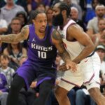 DeMar DeRozan and James Harden, Kings v Clippers