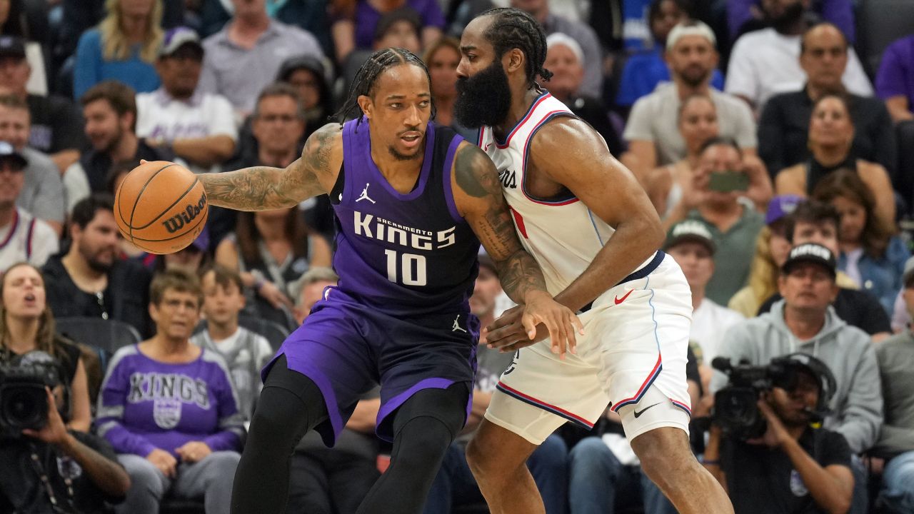 DeMar DeRozan and James Harden, Kings v Clippers