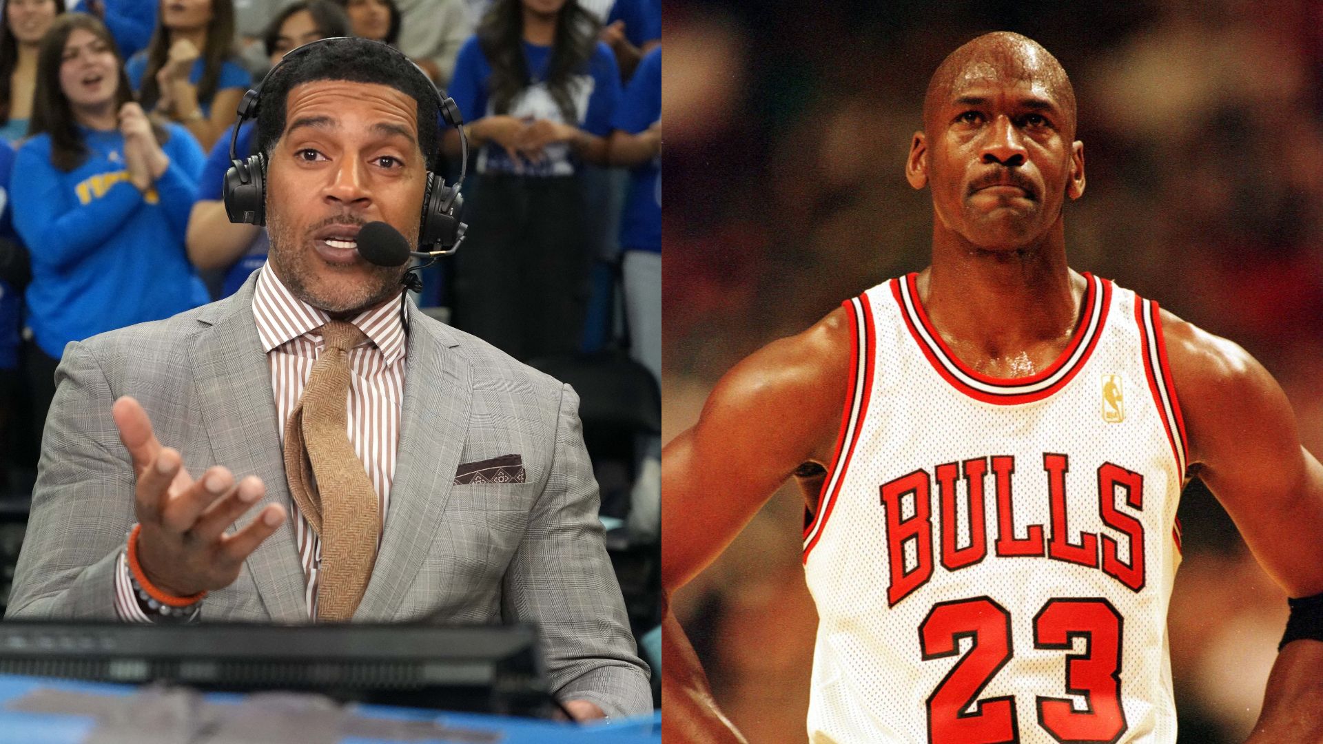 Jim Jackson (L) and Michael Jordan (R)