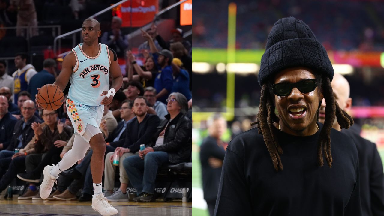 Chris Paul (L), Jay-Z (R)