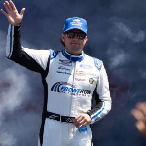 NASCAR Cup Series driver Noah Gragson (4) waves after being introduced to fans before the start of the NASCAR Toyota / Save Mart 360 at Sonoma Raceway.