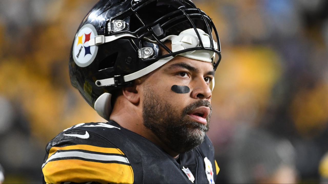 Pittsburgh Steelers defensive end Cam Heyward watches the game against the Tennessee Titans during the second quarter at Acrisure Stadium.