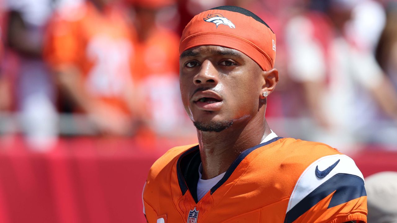 Denver Broncos cornerback Pat Surtain II (2) works out prior to the game against the Tampa Bay Buccaneers at Raymond James Stadium.