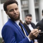 President Joe Biden and Vice President Kamala Harris welcome the Golden State Warriors to the White House in Washington, DC, to celebrate their 2022 NBA championship in Washington, DC. Featuring: Steph Curry