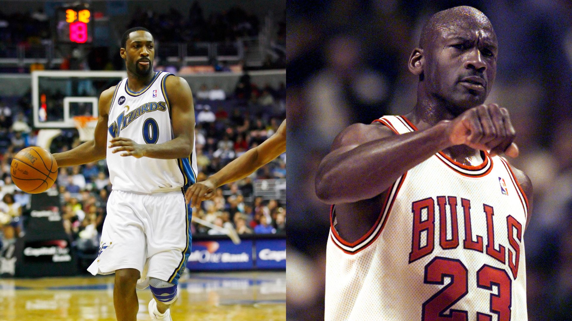 Gilbert Arenas (L) and Michael Jordan (R)