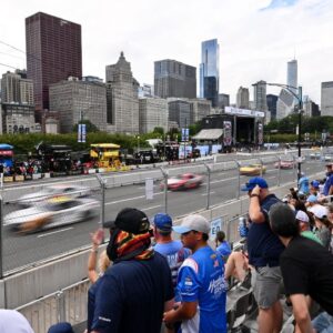 A general view as fans watch the Grant Park 165 at Chicago Street Race.