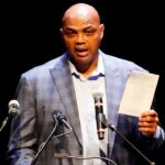 Charles Barkley speaks during the funeral service for Grant Woods, the former Arizona attorney general at the Orpheum Theatre