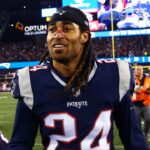 New England Patriots cornerback Stephon Gilmore (24) against the Jacksonville Jaguars during the AFC Championship at Gillette Stadium.