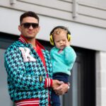 Kansas City Chiefs quarterback Patrick Mahomes attends the match between the KC Current and the Portland Thorns FC at CPKC Stadium.